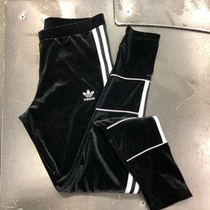 Black velvet adidas leggings